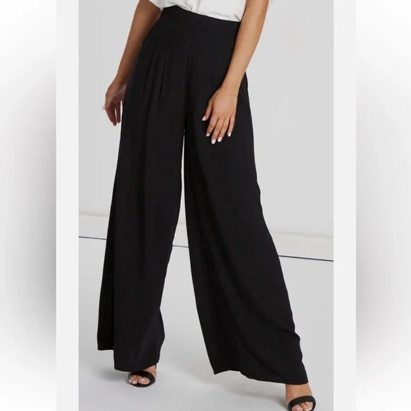 CARMEN MARC VALVO Black Wide Leg pants size 8 - Picture 3 of 7